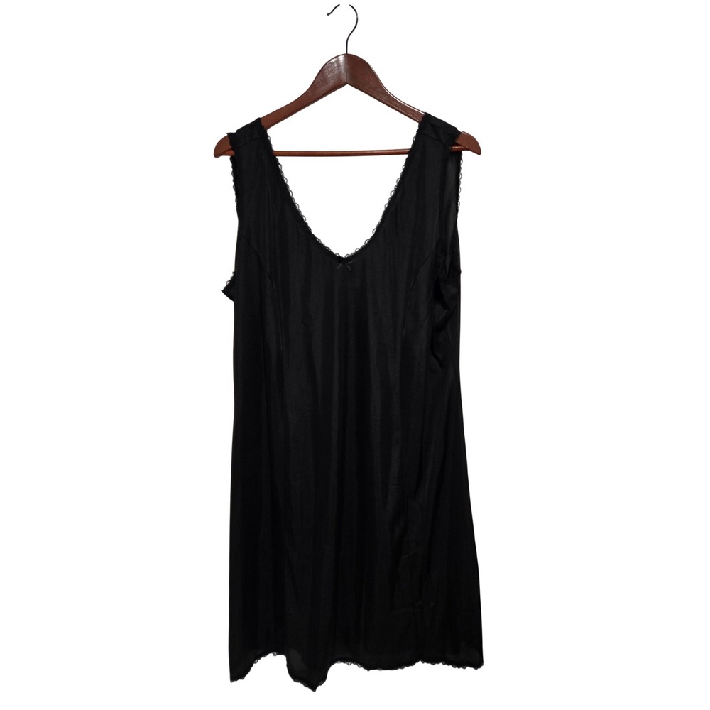 Cozee Corner Womens Full‎ Slip Black Lace Trim V-Neck Sleeveless Lingerie 2X